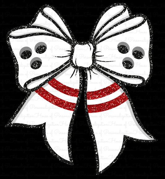 Faux Glitter Bowling Bow DTF Transfer