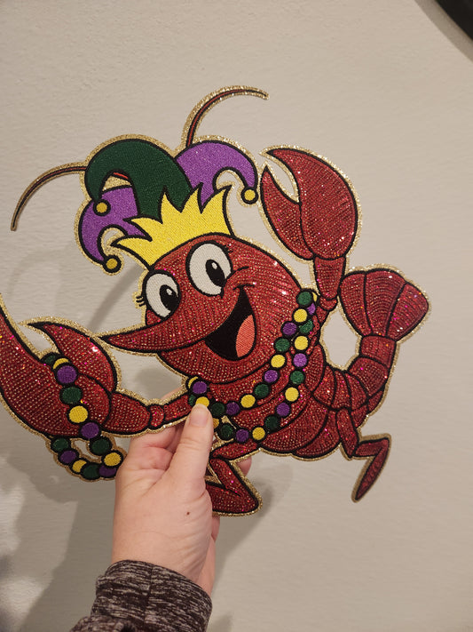 Mardi Gras Dancing Crawfish OSC Sequin Patch