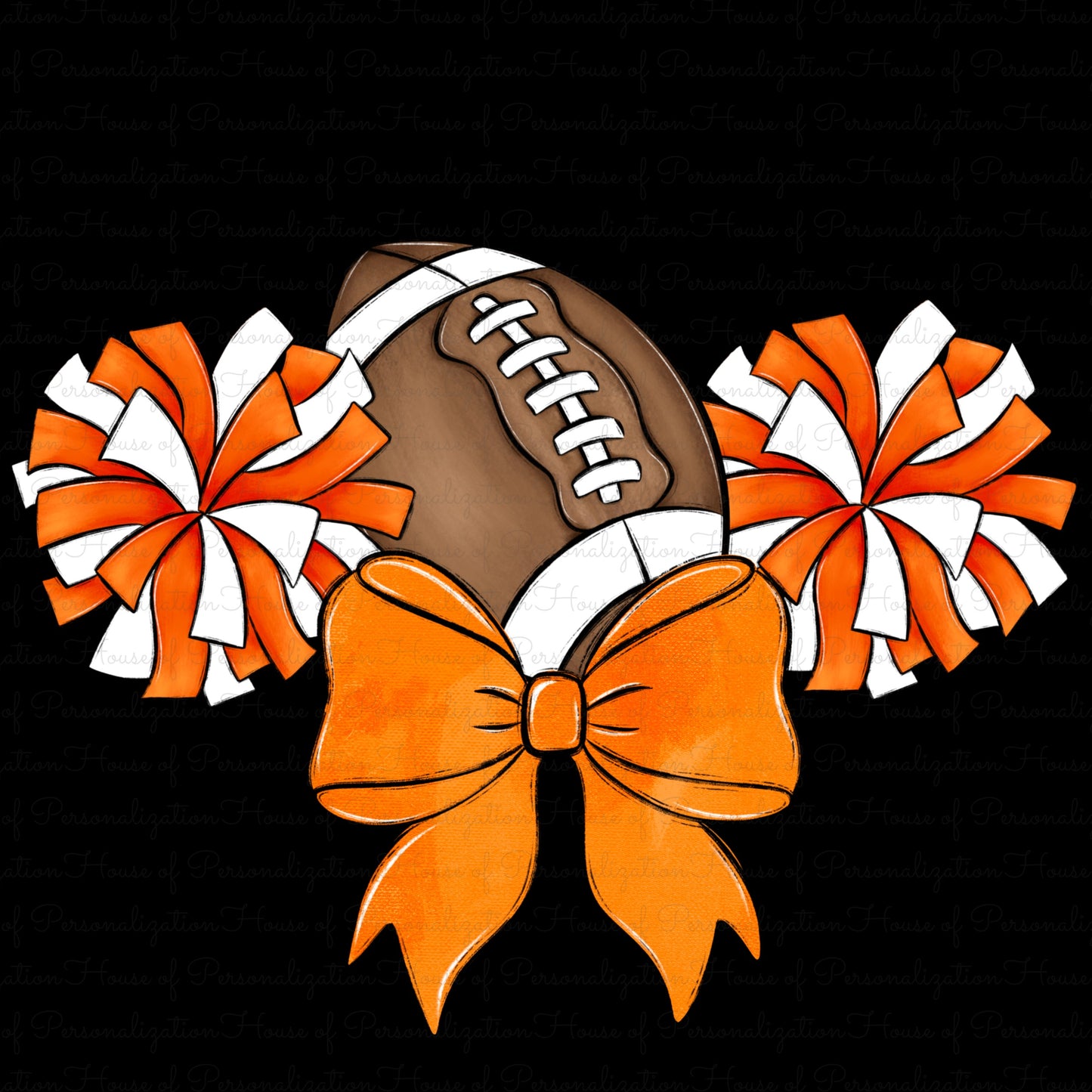 Football, Poms, and a Bow DTF Transfer