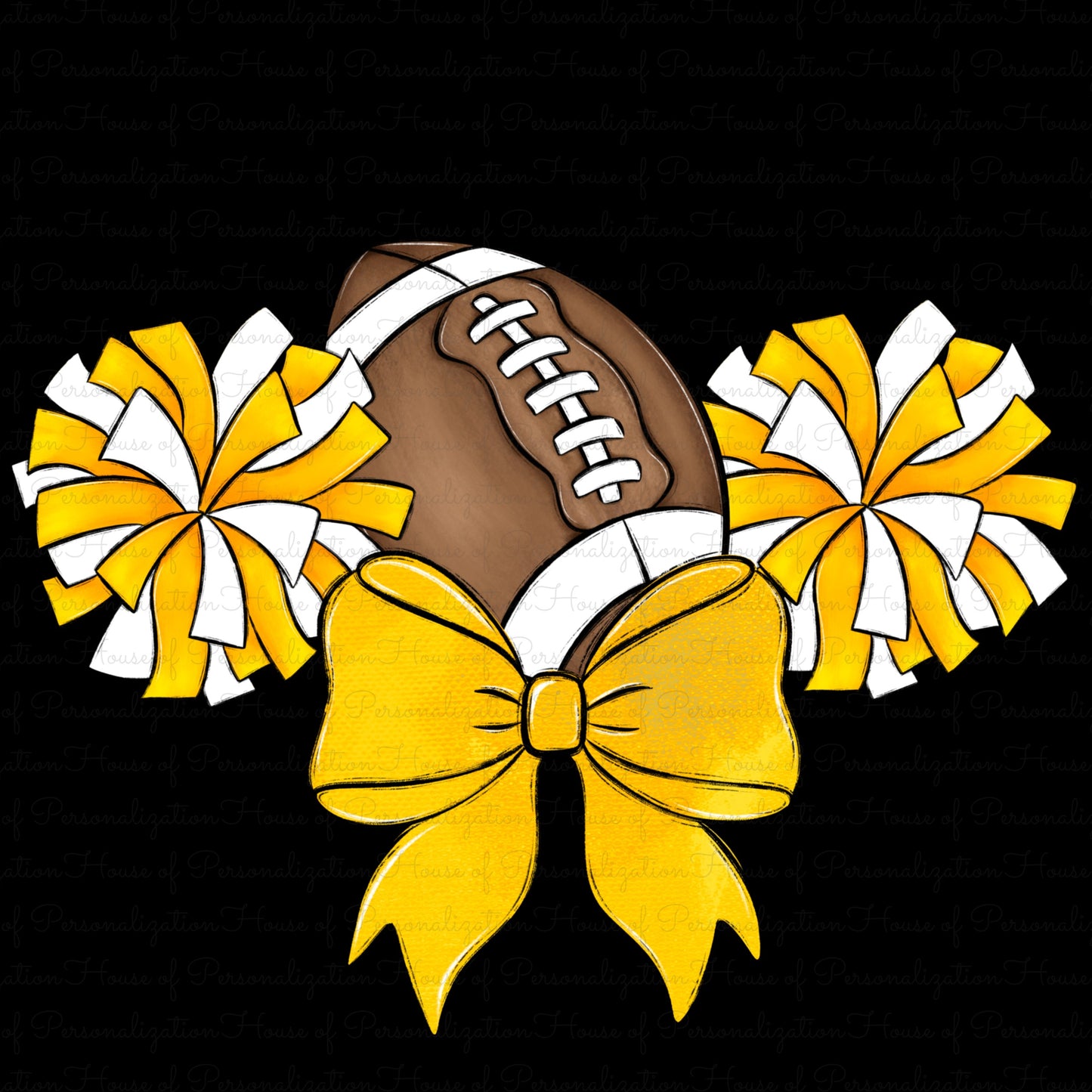 Football, Poms, and a Bow DTF Transfer