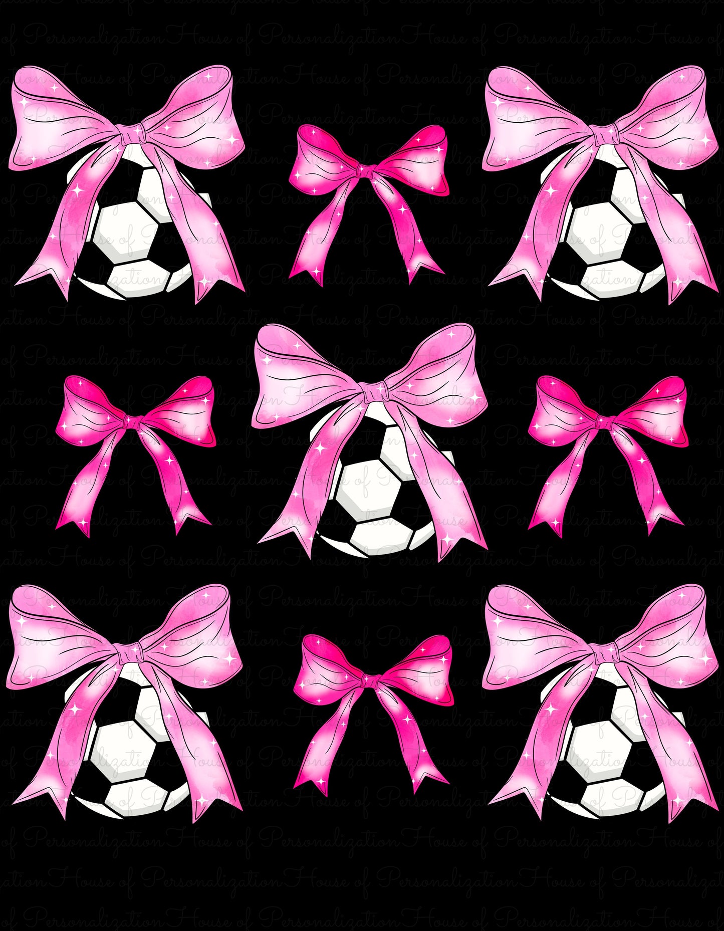 Soccer Ball Pink Bows DTF Transfer