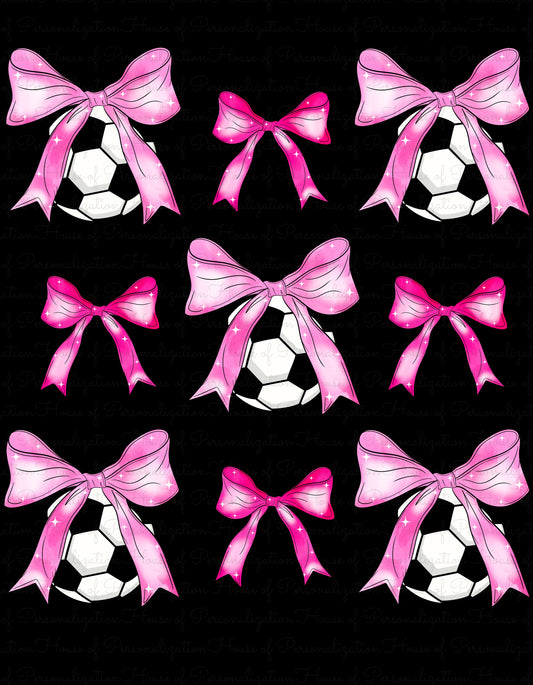 Soccer Ball Pink Bows DTF Transfer