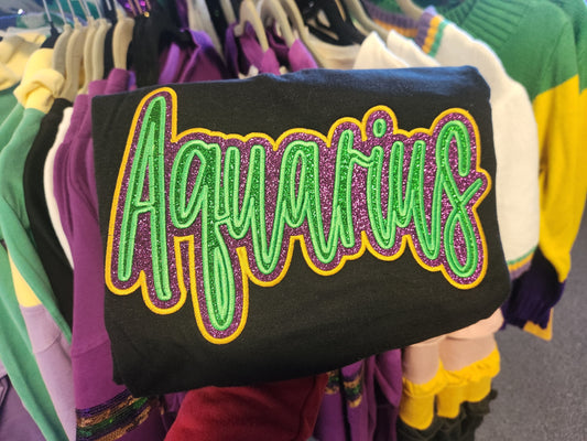 Custom Krewe Embroidered Sweatshirt Double Layered Glitter Script