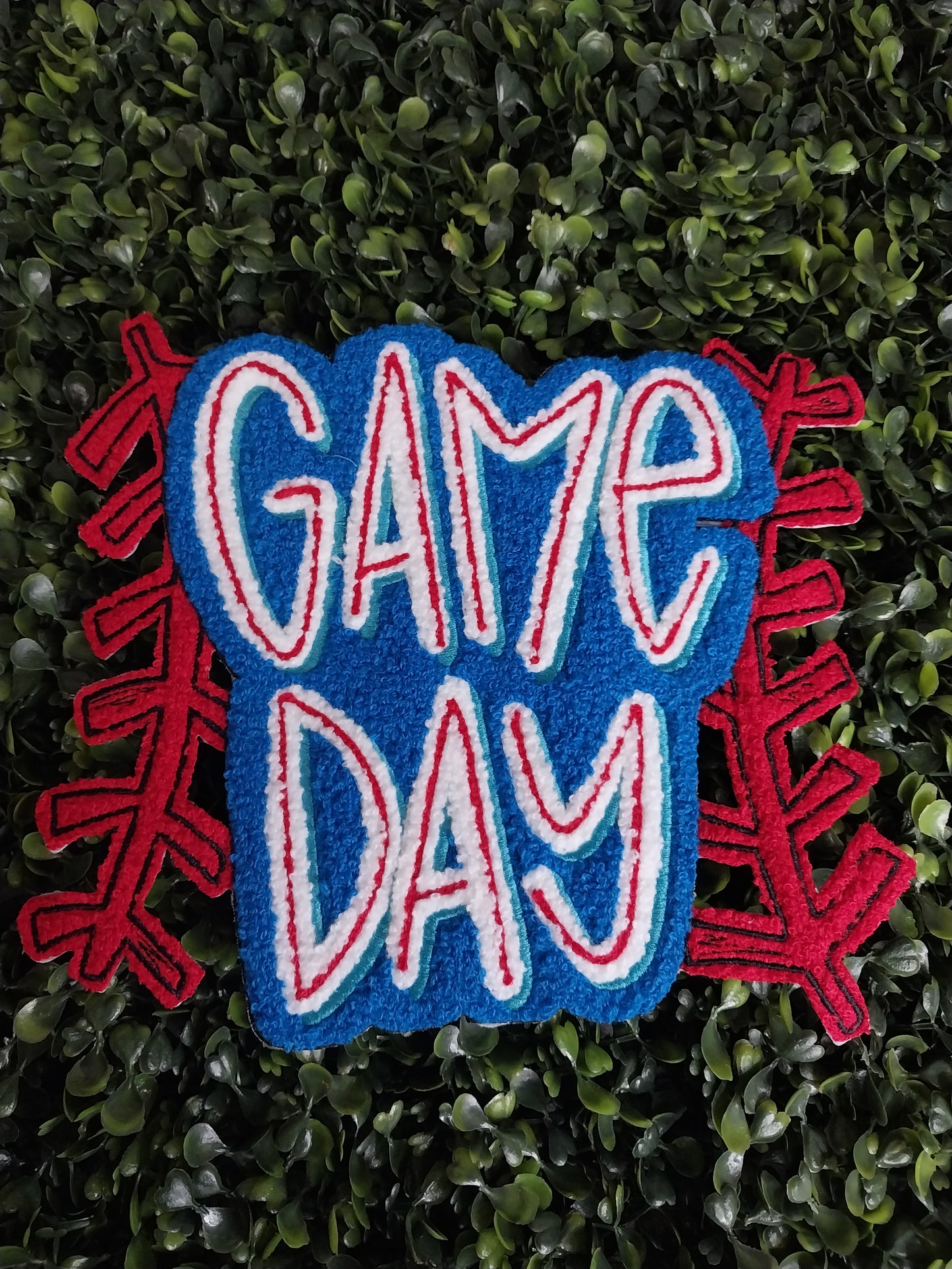 Blue & Red Baseball Game Day  Chenille Patch
