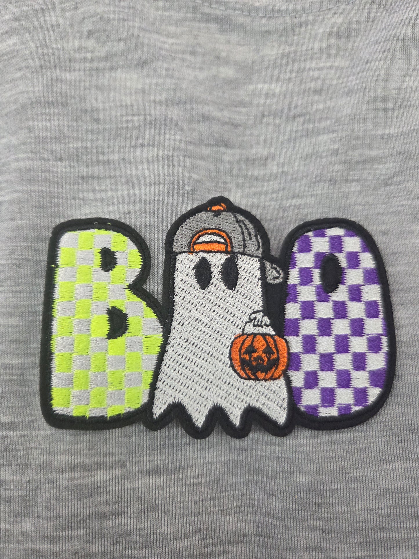 Embroidered BOO(checkered) Halloween Patch