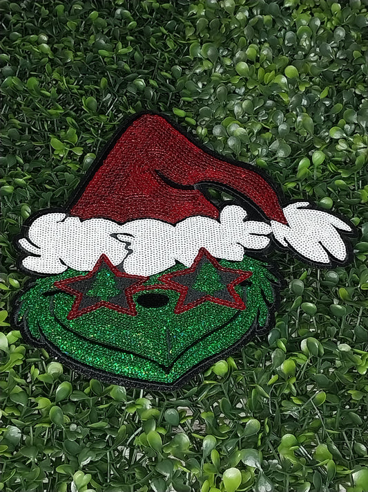 Santa Grinch sequin Patch