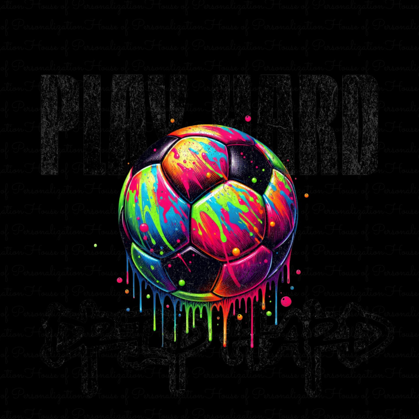 Soccer Ball Multi Color Drip  DTF Transfer