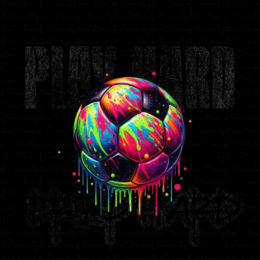 Soccer Ball Multi Color Drip  DTF Transfer