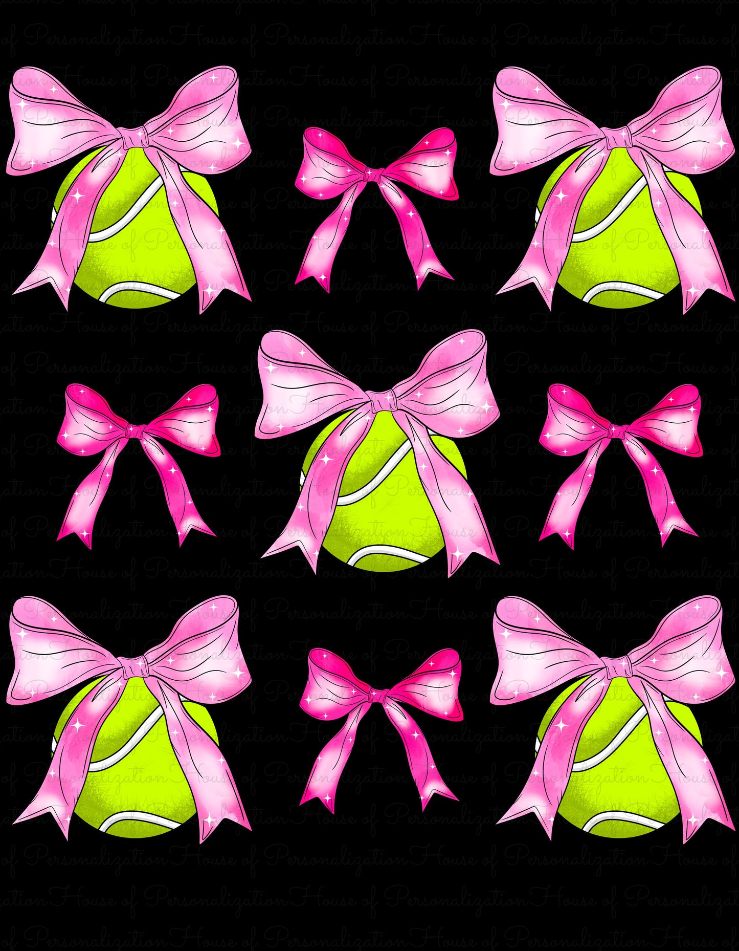 Tennis Ball Pink Bows DTF Transfer
