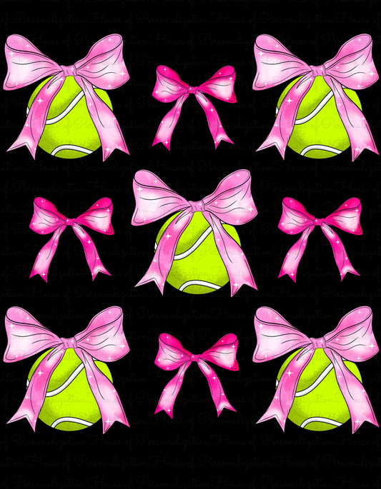 Tennis Ball Pink Bows DTF Transfer