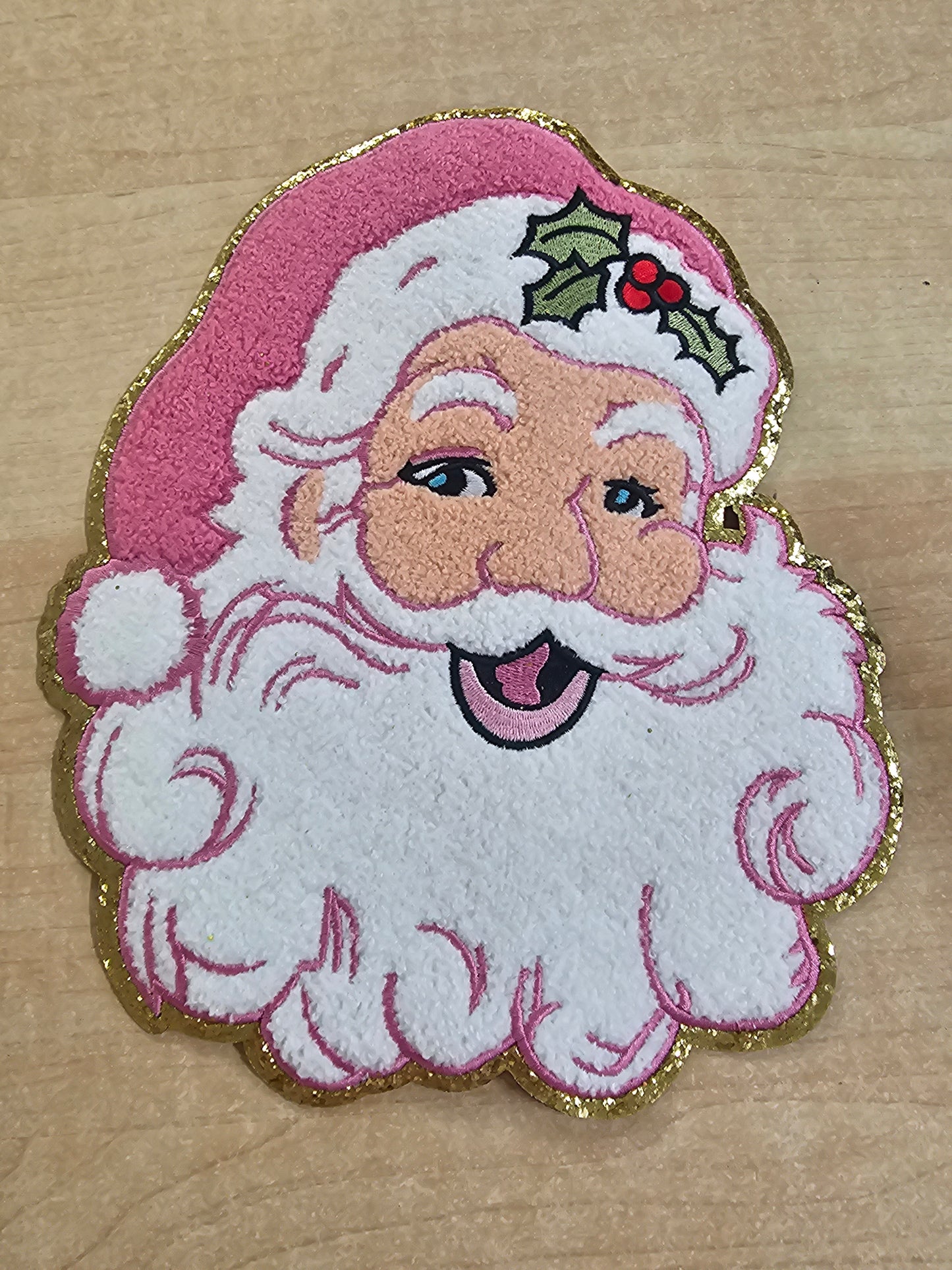Santa Head Chenille Patch