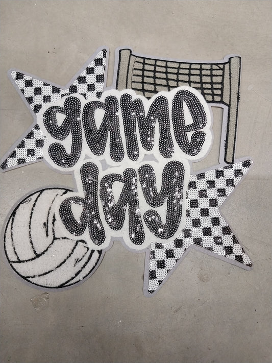 Volleyball Checkered Star Game Day Sequin Patch