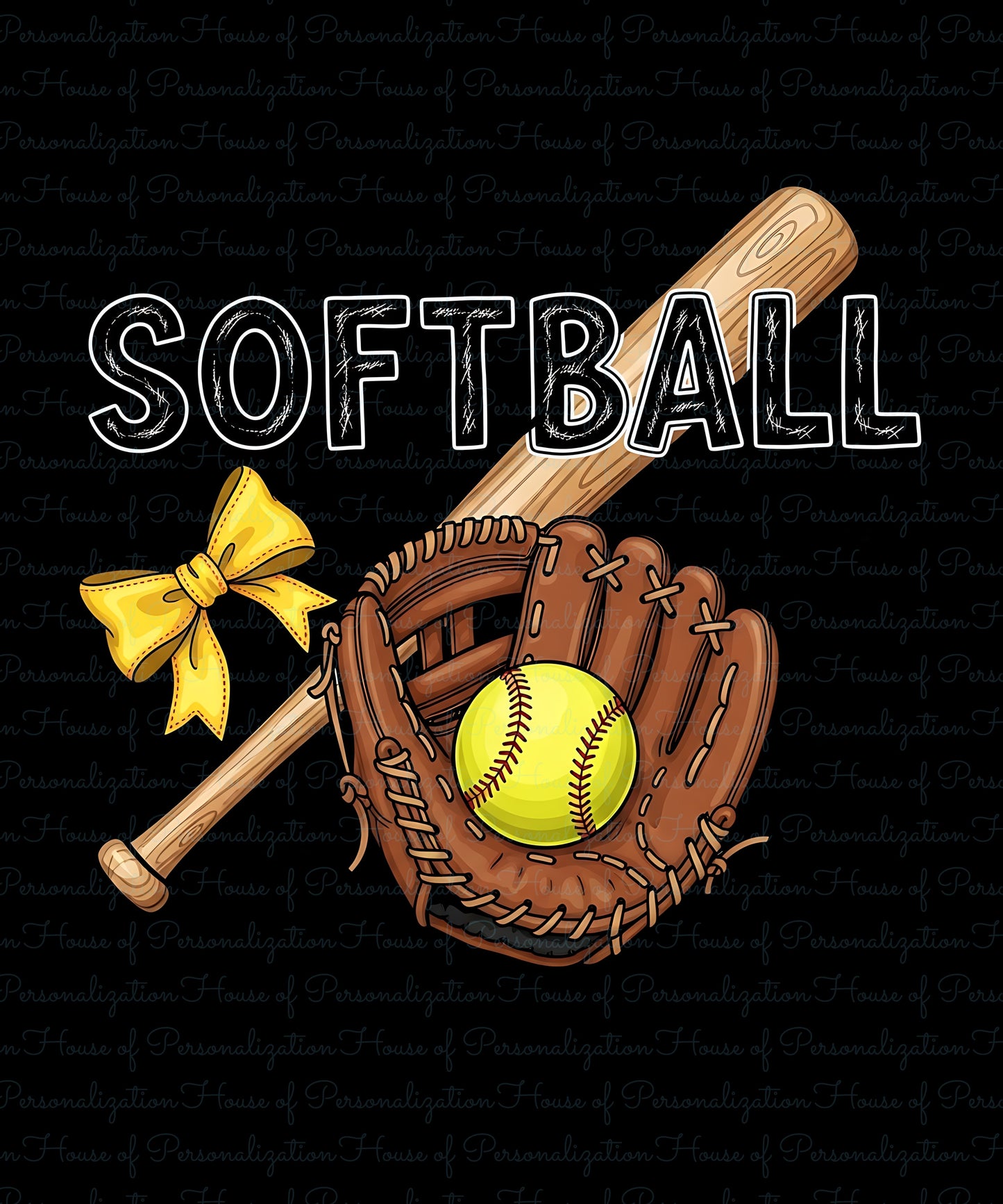 Softball Glove, Bat and Ball DTF Transfer