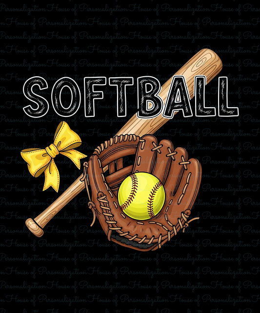 Softball Glove, Bat and Ball DTF Transfer