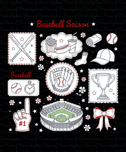 Basebqll Season White Out DTF Transfer