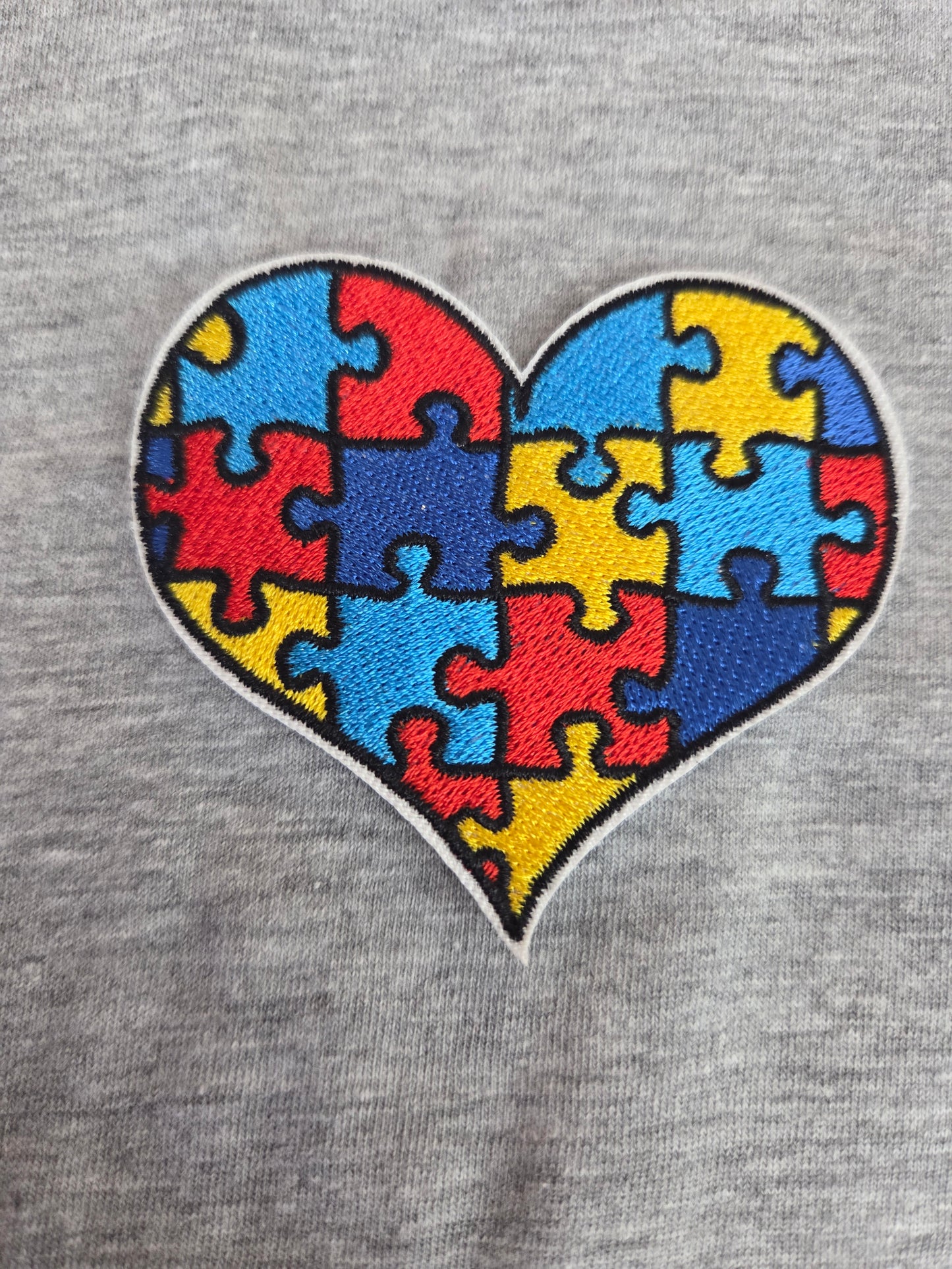 Embroidered Heart Autism Patch