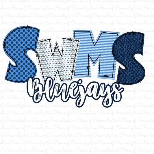 SWMS Bluejays Doodle DTF Transfer