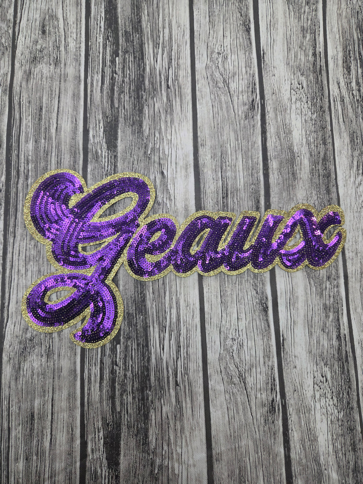 Geaux Purple and Gold Sequin Patch