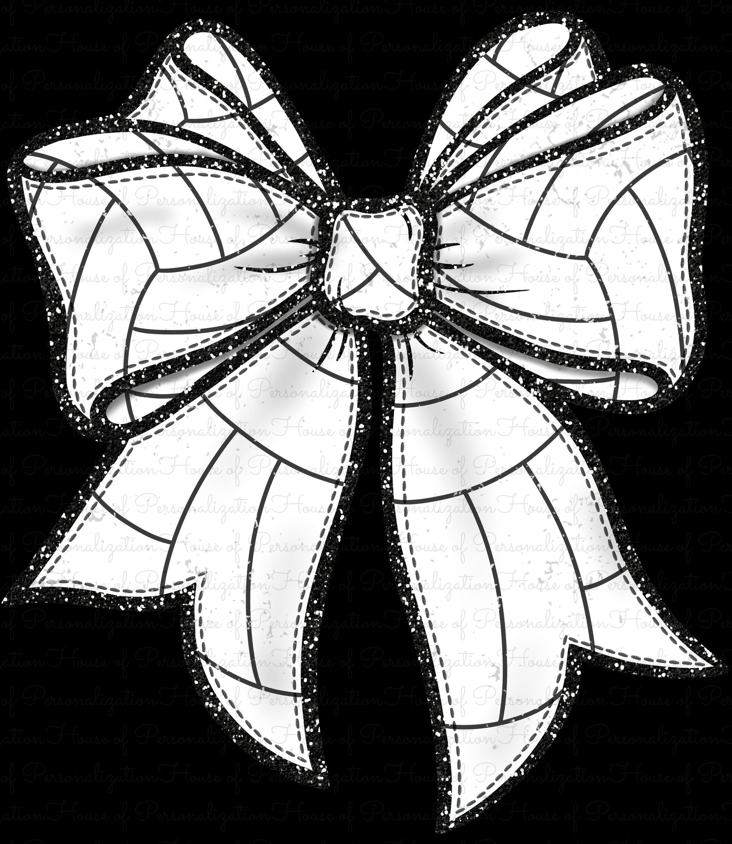 Faux Glitter Volleyball Bow DTF Transfer