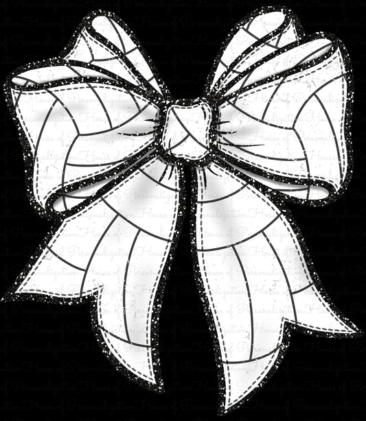 Faux Glitter Volleyball Bow DTF Transfer