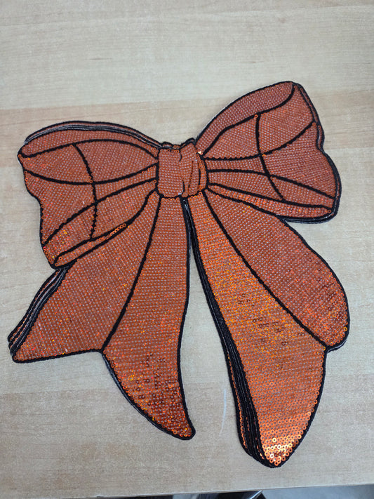 Sequin Basketball Bow Patch w/ black trim