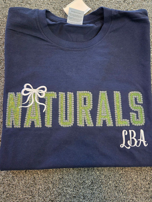 Naturals- Bubble Stitched Mascot Bow Shirt