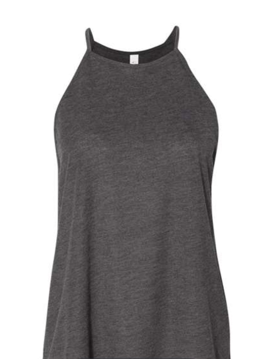 Dark Heather - BELLA + CANVAS - Women's Flowy High-Neck Tank