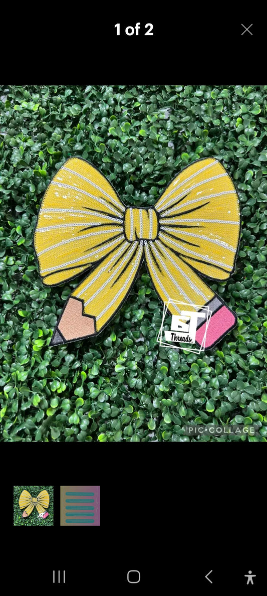 Pencil  Bow Sequin  Patch
