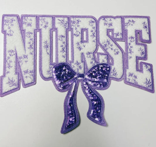 Nurse W/Sequin Bow  Chenille Patch