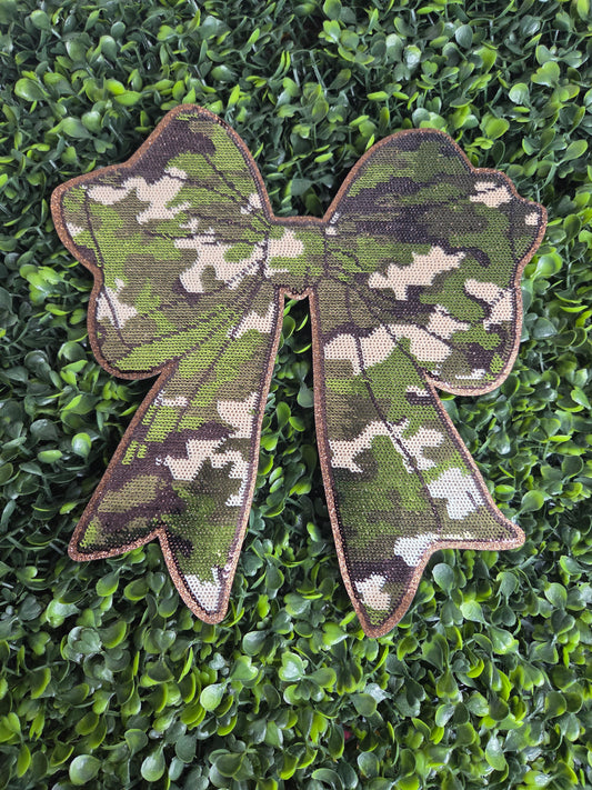 Camo Bow Sequin Patch