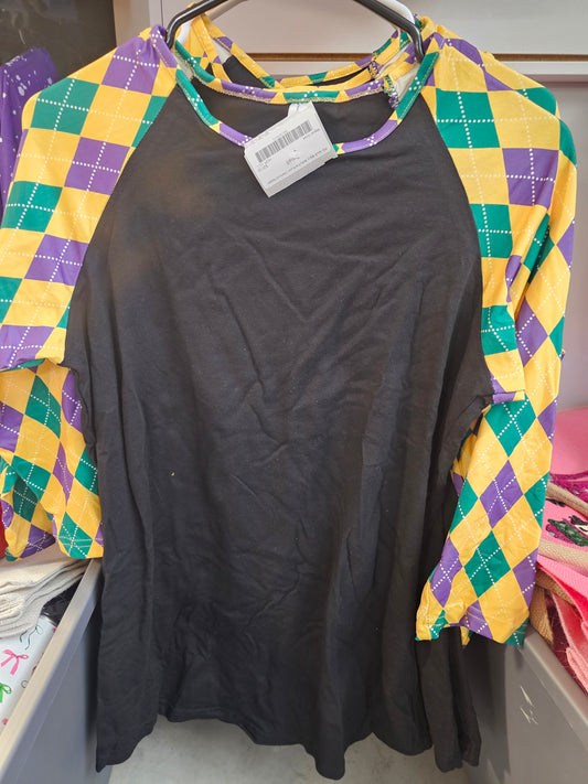 Mardi Gras Harlequin Diamond Raglan Black Belly