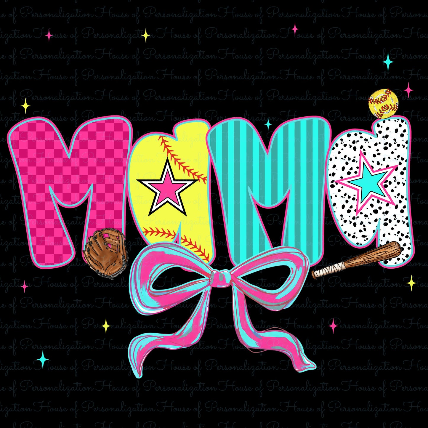 Mama Softball Theme DTF Transfer