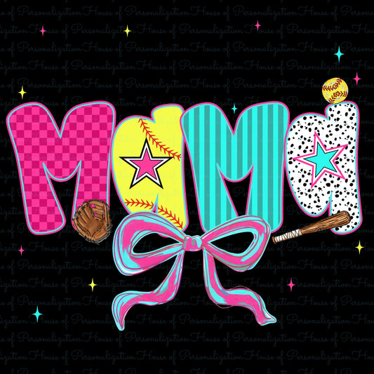 Mama Softball Theme DTF Transfer