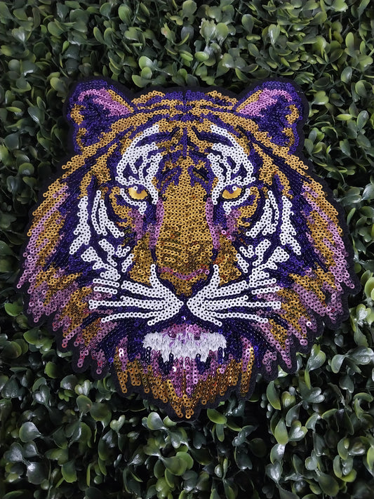 Purple and Gold Tiger Patch Head