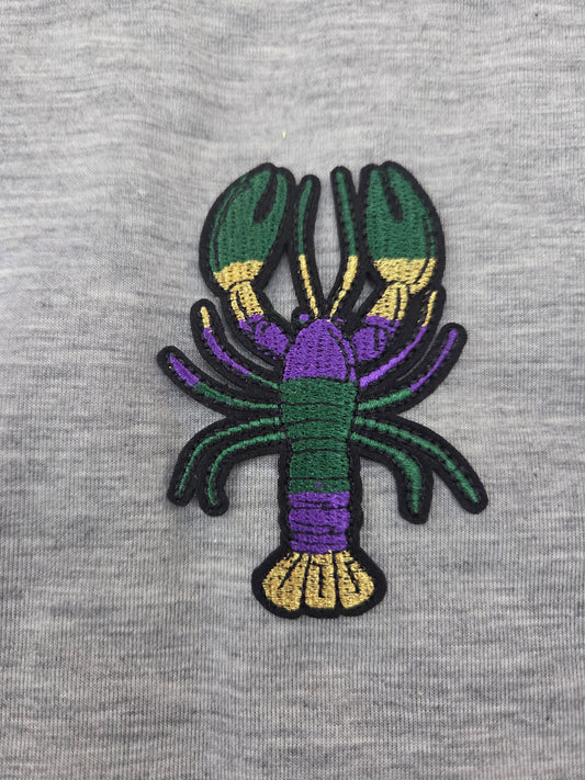 Embroidered Crawfish Green Gold Purple Patch