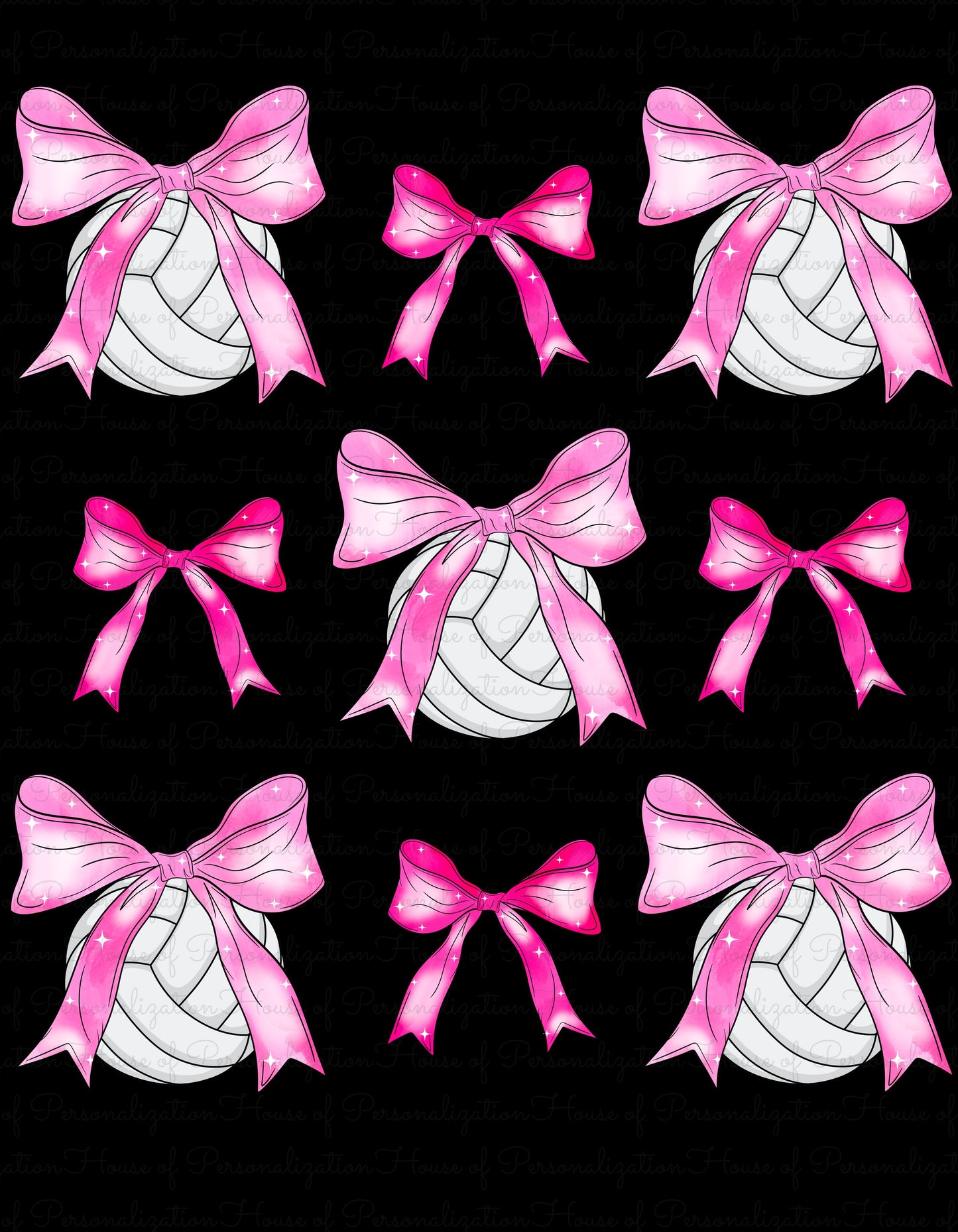 Volleyball Pink Bows DTF Transfer