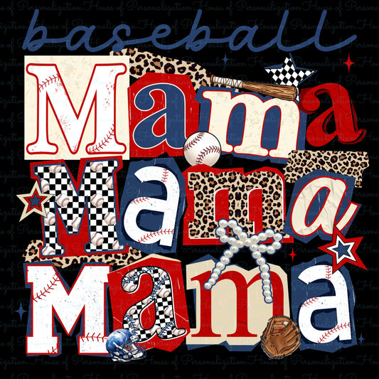Baseball Mama Mama Mama DTF Transfer