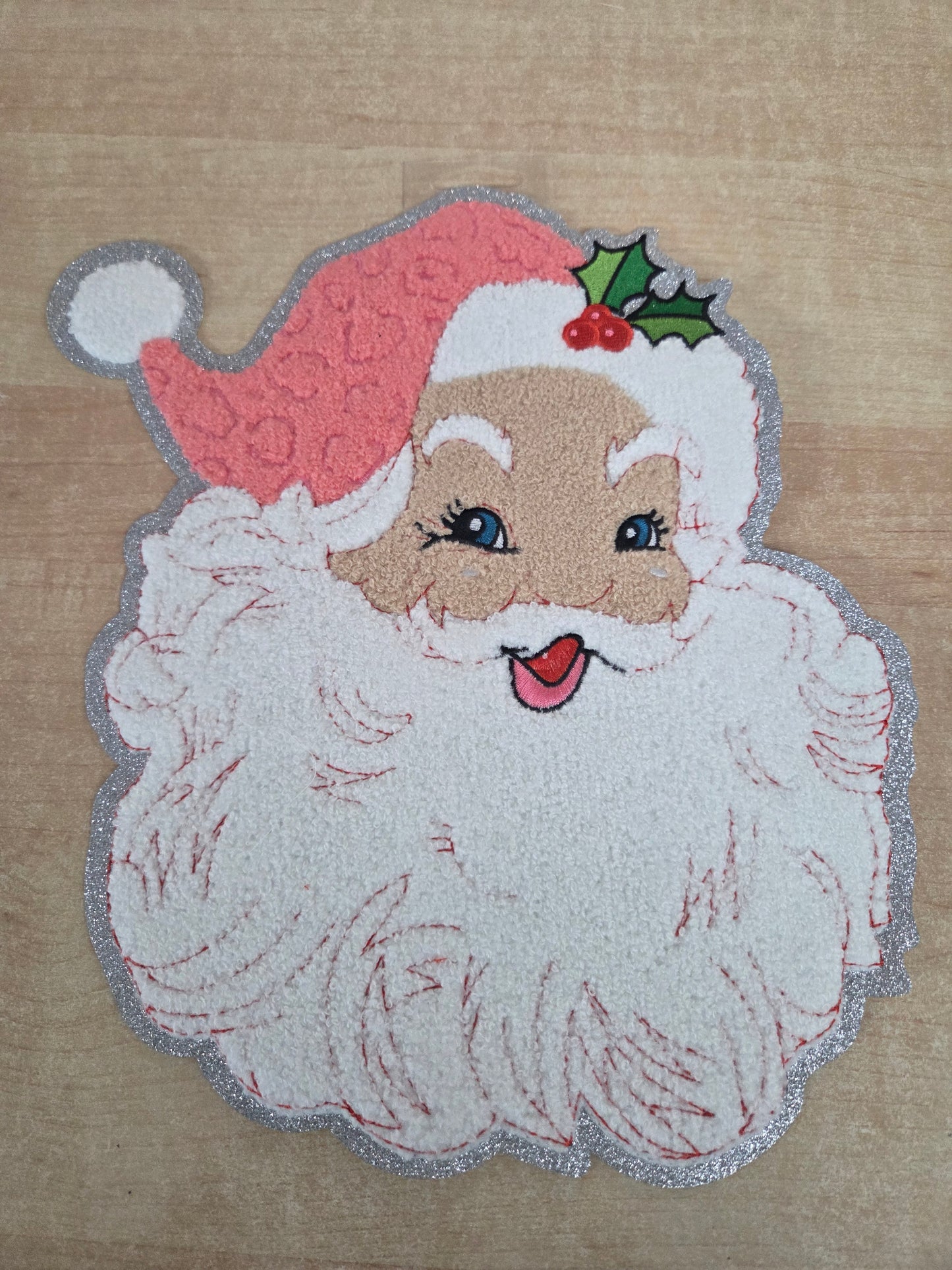 Santa Head Chenille Patch