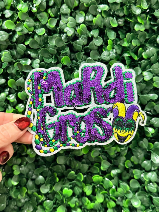 Mardi Gras Beads & Mask OSC Sequin Patch