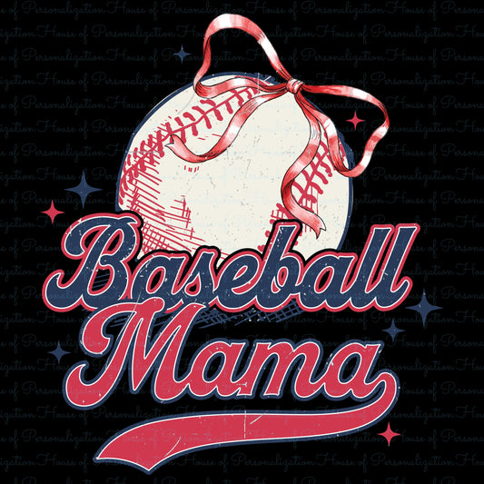 Baseball Mama Baseball Bow DTF Transfer