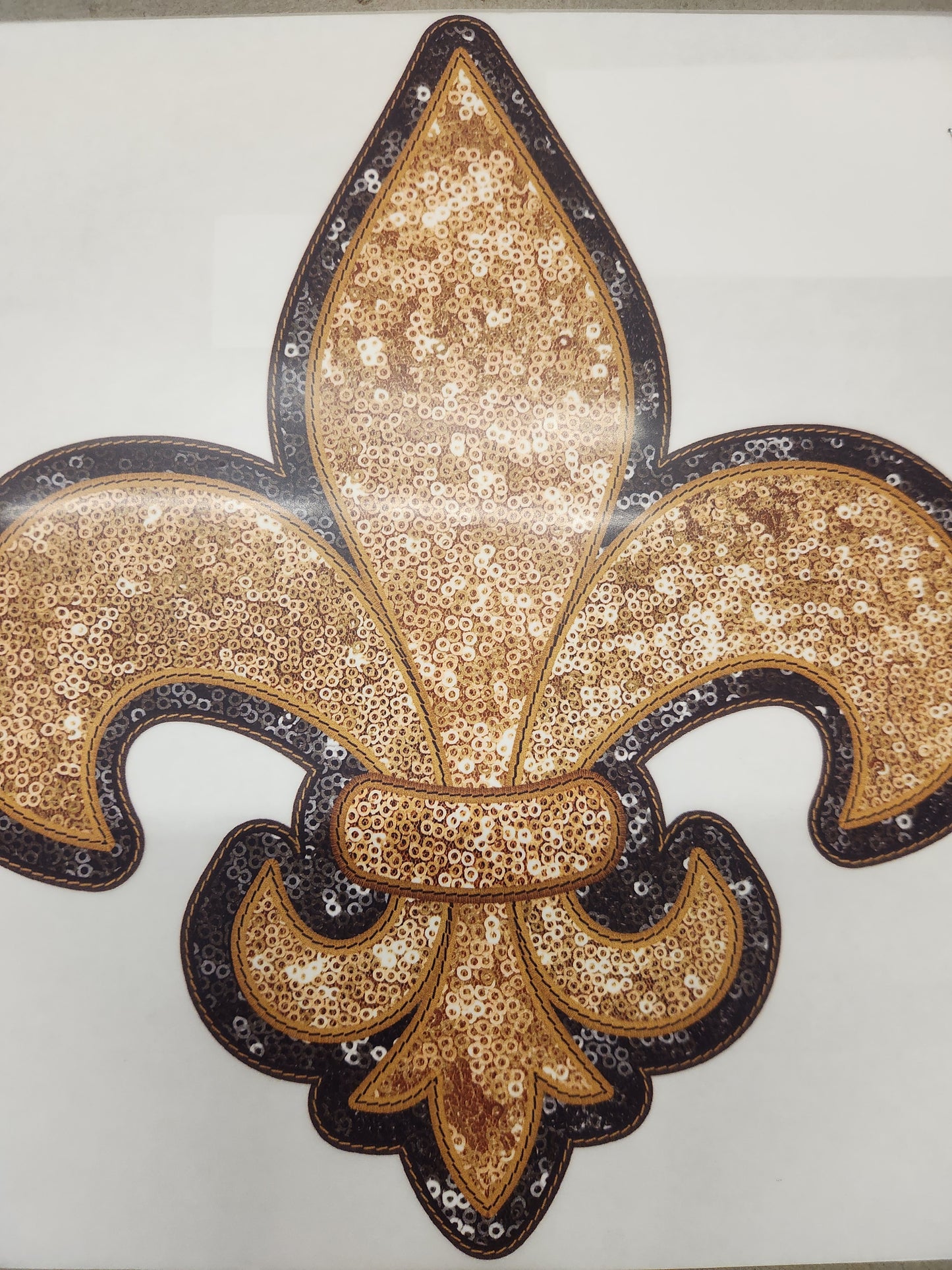 Faux Sequin Embroidery Fleur de lis(Direct To Film)