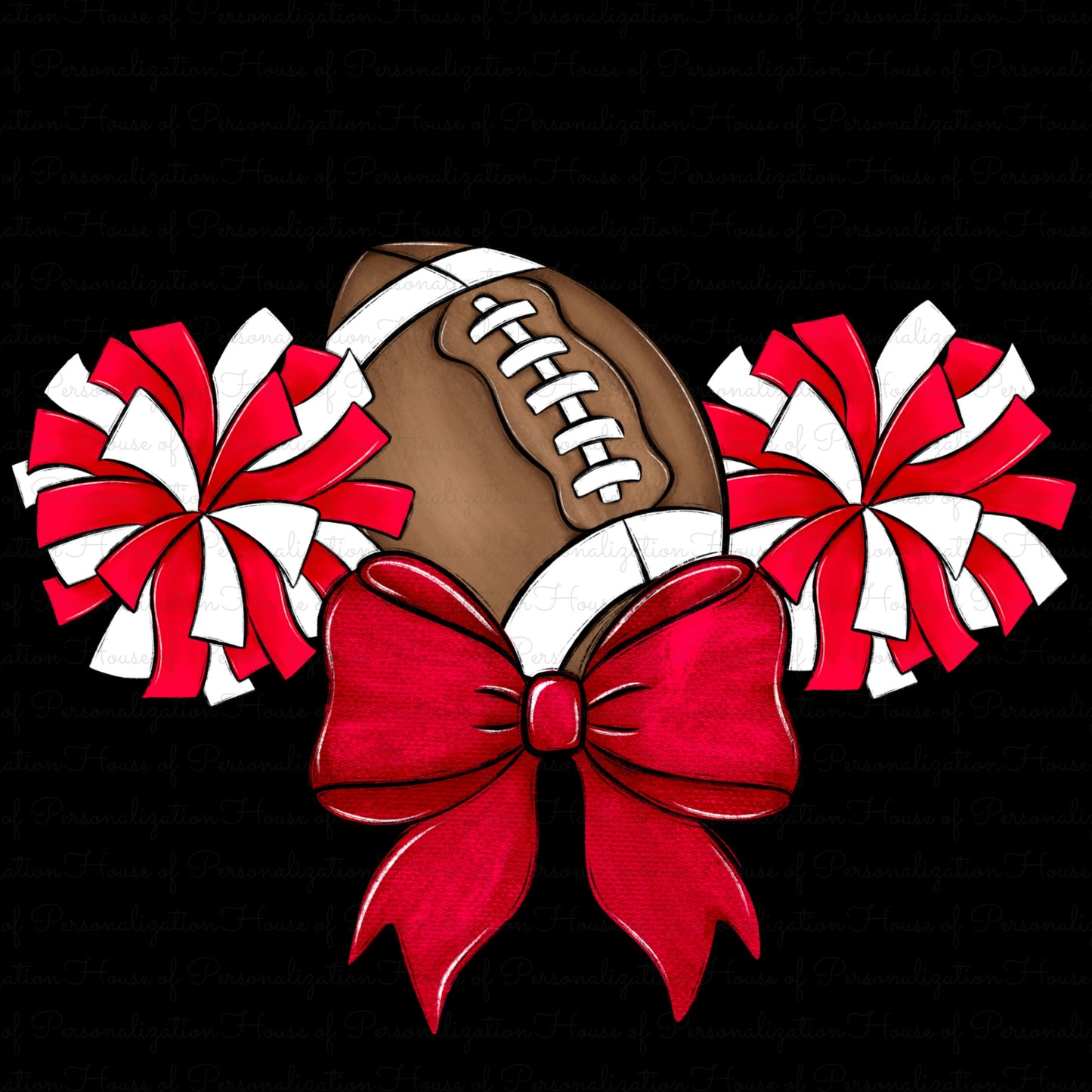 Football, Poms, and a Bow DTF Transfer