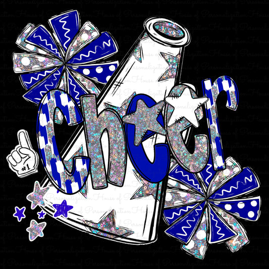 Cheer Holographic Doodle (Blue) (Direct To Film)