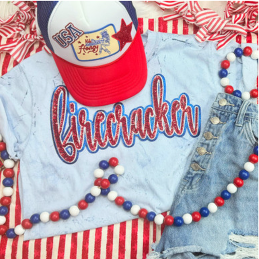 Firecrackers Red & Blue Sequin Patch