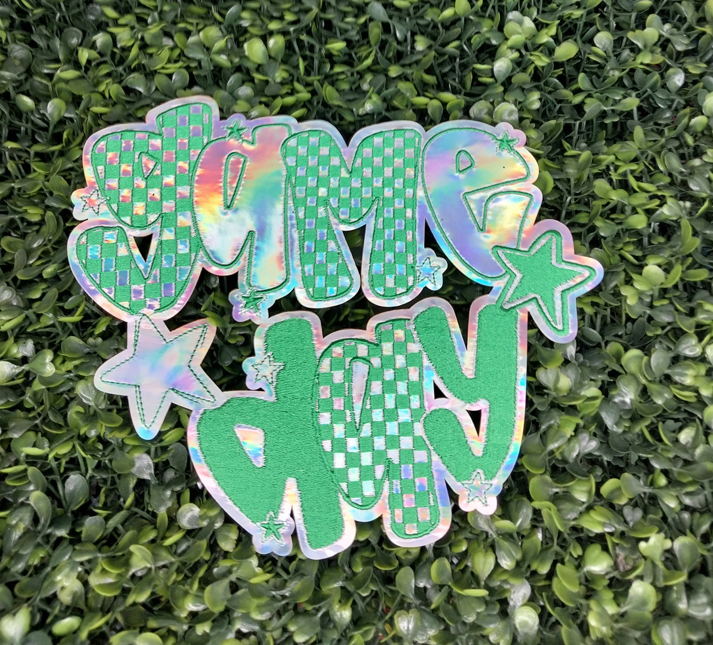 Metallic Checkered Game Day Patch 10"H X 9.5"W
