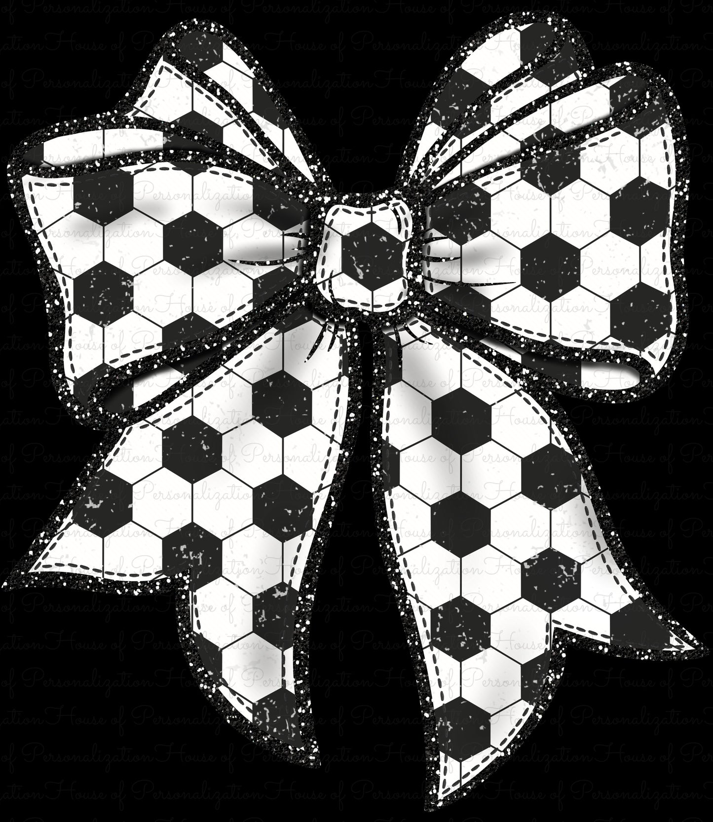 Faux Glitter Soccer  Bow DTF Transfer
