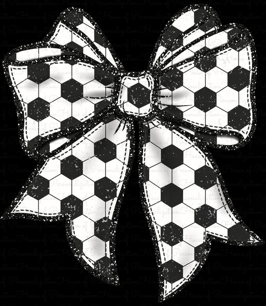 Faux Glitter Soccer  Bow DTF Transfer