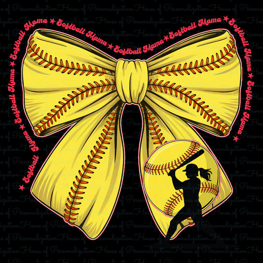 Softball Mama Softball Bow DTF Transfer