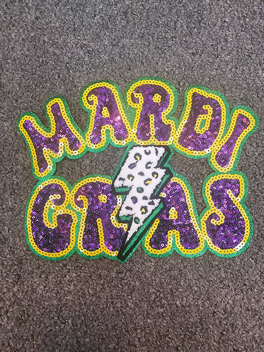 Mardi Gras Lightening Bolt Sequin Patch