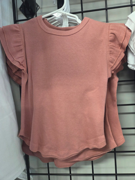 Rabbit Skin Flutter Sleeve Tee- Mauve